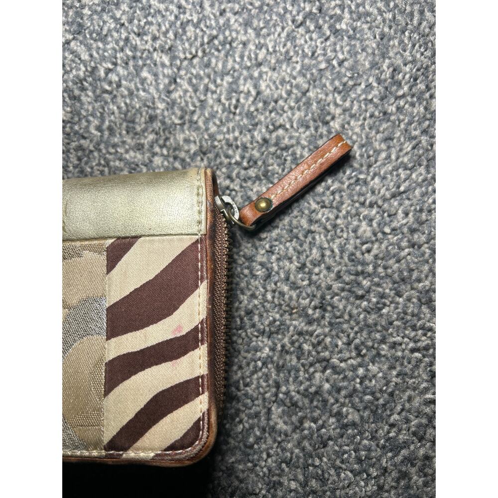 Coach Ltd Ed Multi Khaki Patchwork Accordion Zip … - image 4